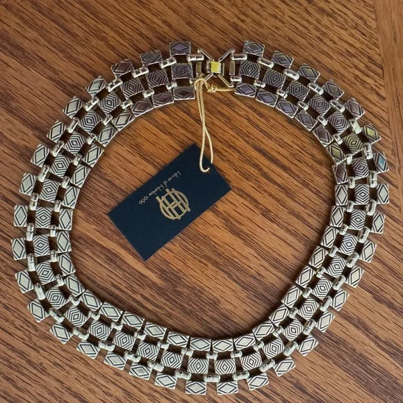 New Vintage Green and Blue Gold House of Harlow Collar Necklace - Picture 5 of 5
